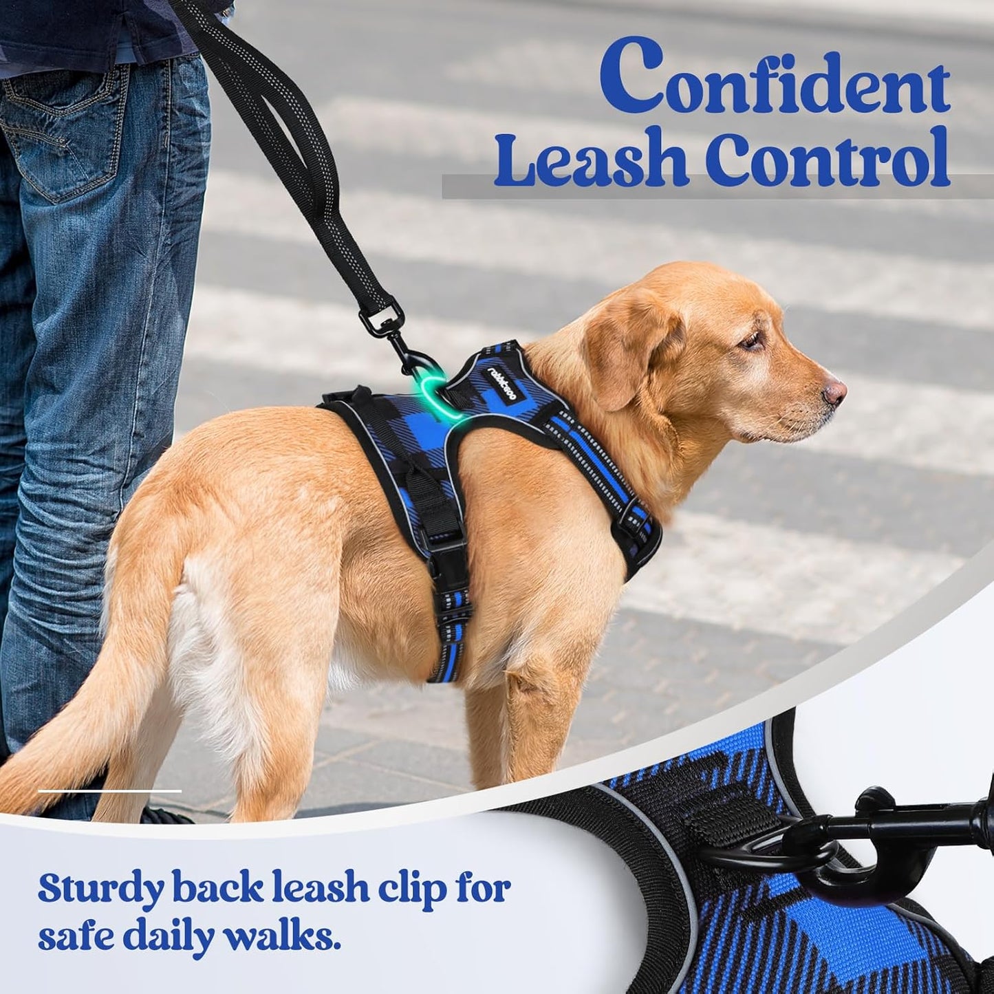 Dog Harness No Pull – Adjustable Soft Padded Vest with 2 Leash Clips, Reflective, No Choke Design, Easy Control Handle
