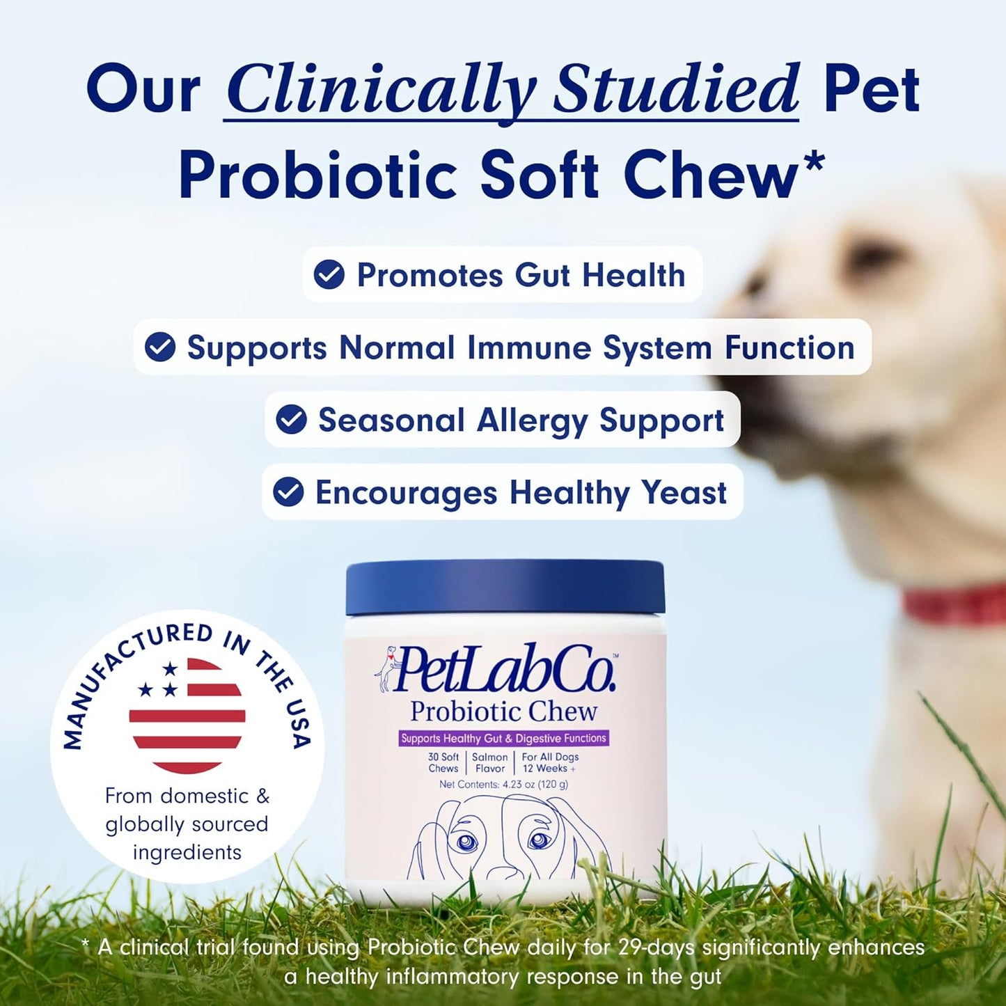 PetLab Co. Probiotic Soft Chews for Dogs – Salmon Flavor – 30 Count – Gut & Allergy Support