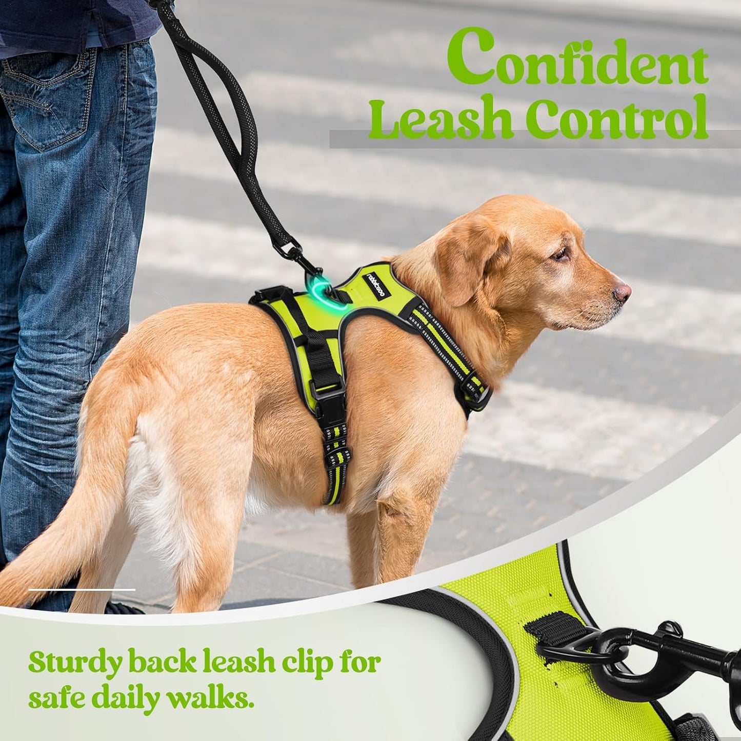 Dog Harness No Pull – Adjustable Soft Padded Vest with 2 Leash Clips, Reflective, No Choke Design, Easy Control Handle