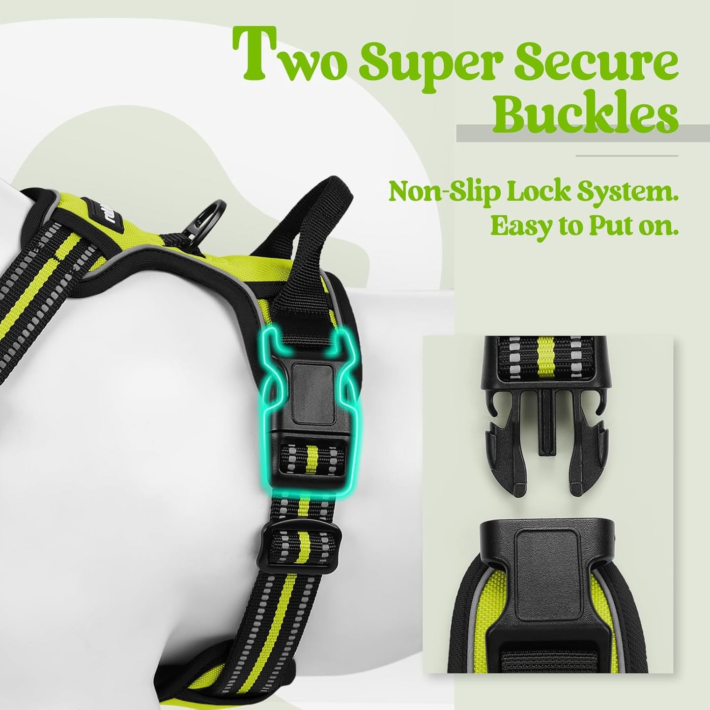 Dog Harness No Pull – Adjustable Soft Padded Vest with 2 Leash Clips, Reflective, No Choke Design, Easy Control Handle