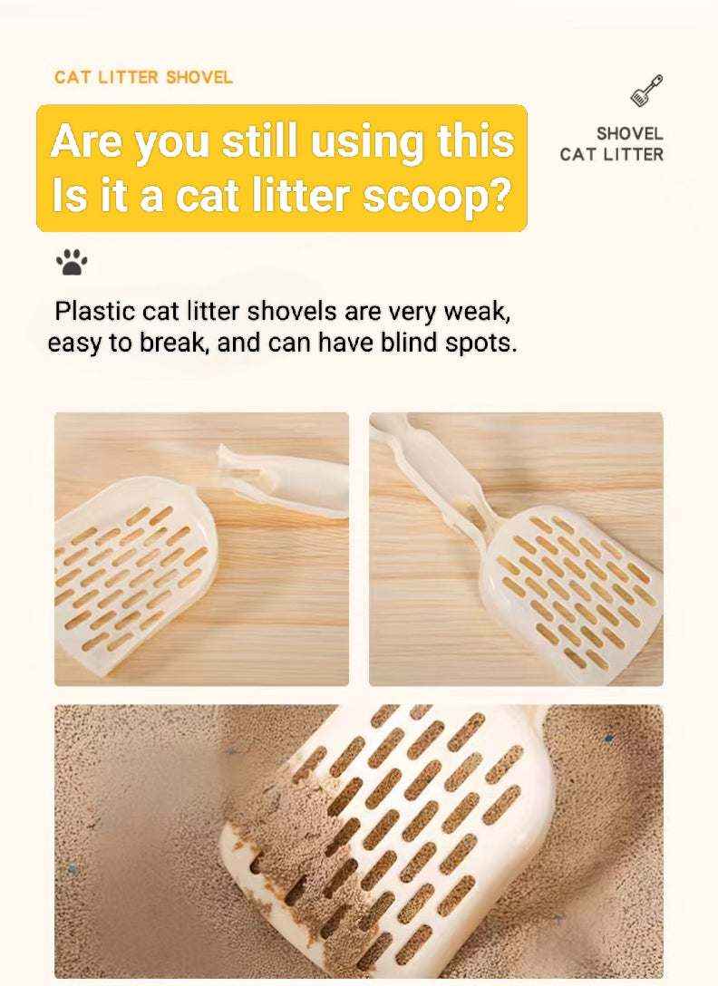 Cat Litter Scoop with Wooden Handle – Large Shovel Face, Fast-Leak Design, Comfortable Grip, High-Capacity Scooping