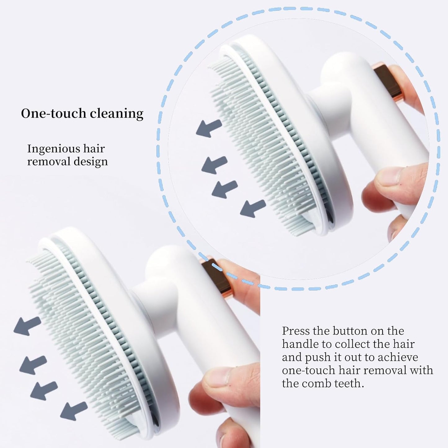 3PCS Self-Cleaning Pet Grooming Brush – Cat & Dog Shedding Brush with Release Button for Short to Long Hair, Anti-Static & Massage Design