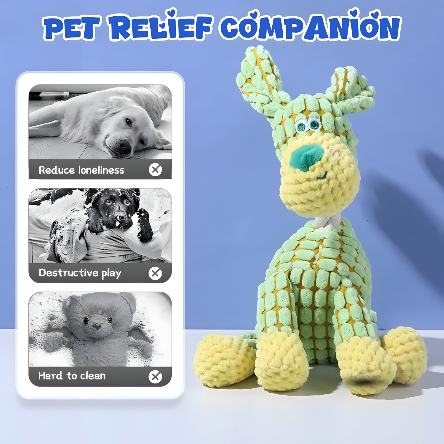 2025 Upgrade Indestructible Squeaky Plush Dog Toys for Aggressive Chewers – Crinkle Interactive Teething Toys for Small, Medium & Large Breeds