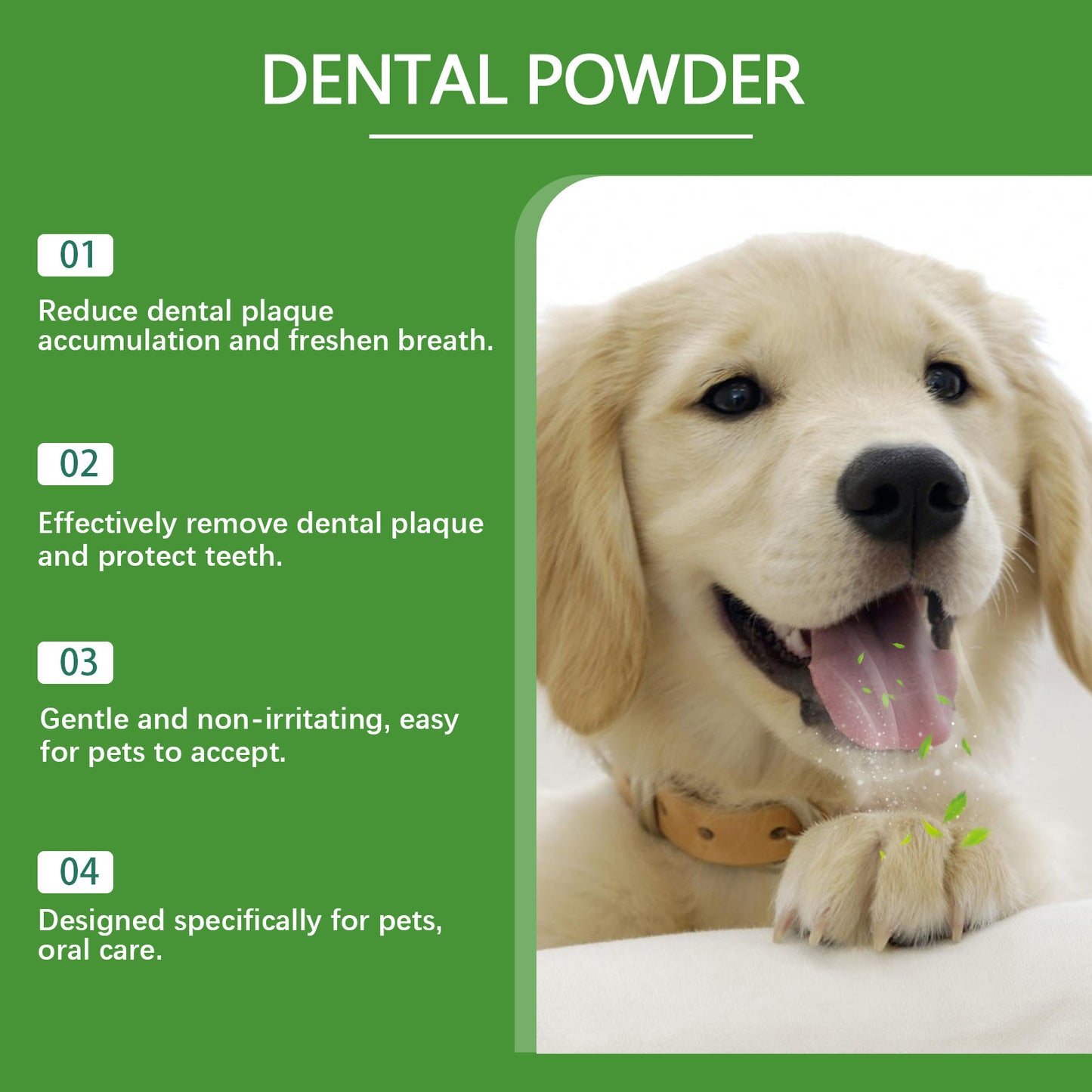 Yegbong Dog Teeth Cleaning Powder – Plaque & Tartar Remover, Breath Freshener with Natural Enzymes, Seaweed & Probiotics – 60-Day Supply