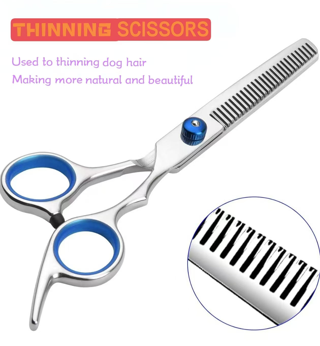 Pet Grooming Scissors Kit – 4-Piece Set with Straight, Curved, Thinning Scissors & Comb for Dogs and Cats