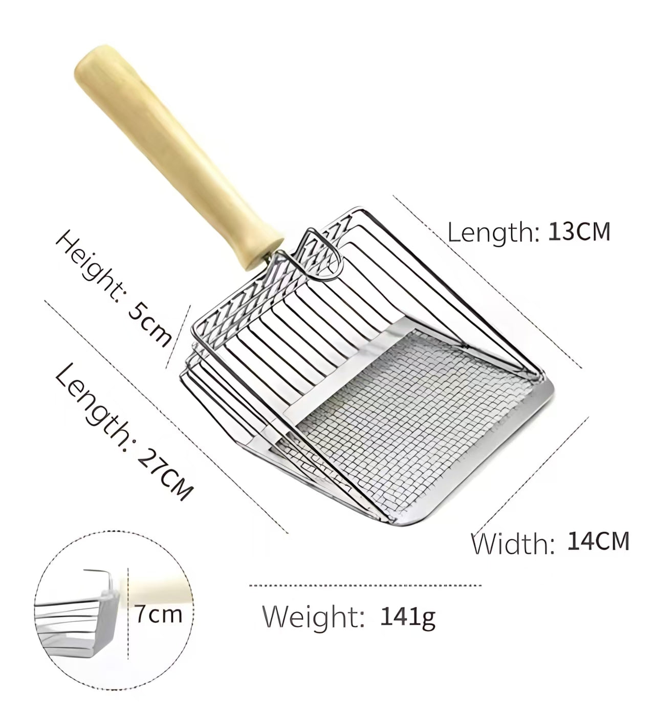 Cat Litter Scoop with Wooden Handle – Large Shovel Face, Fast-Leak Design, Comfortable Grip, High-Capacity Scooping