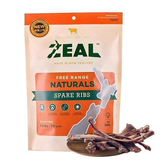 Zeal New Zealand Grass-Fed Beef Ribs Dog Chews – 500g Natural Dental Treats for Medium & Large Dogs | Long-Lasting, No Additives, Air-Dried