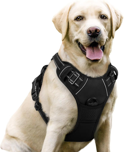 Dog Harness No Pull – Adjustable Soft Padded Vest with 2 Leash Clips, Reflective, No Choke Design, Easy Control Handle