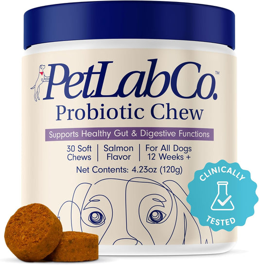 PetLab Co. Probiotic Soft Chews for Dogs – Salmon Flavor – 30 Count – Gut & Allergy Support