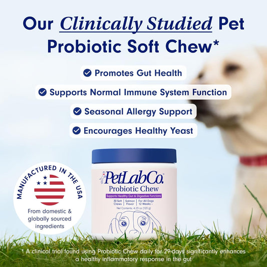 PetLab Co. Probiotic Soft Chews for Dogs – Salmon Flavor – 30 Count – Gut & Allergy Support
