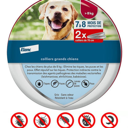 Flea and Tick Collar for Large Dogs – 8-Month Protection – Adjustable Waterproof Design