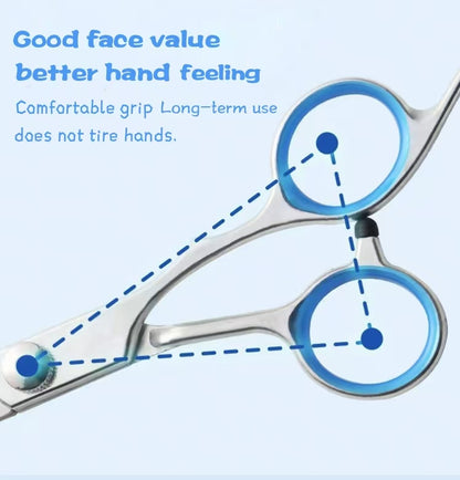 Pet Grooming Scissors Kit – 4-Piece Set with Straight, Curved, Thinning Scissors & Comb for Dogs and Cats