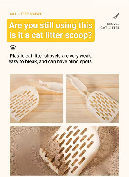 Cat Litter Scoop with Wooden Handle – Large Shovel Face, Fast-Leak Design, Comfortable Grip, High-Capacity Scooping