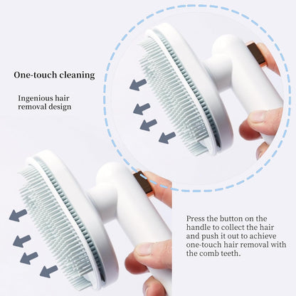 3PCS Self-Cleaning Pet Grooming Brush – Cat & Dog Shedding Brush with Release Button for Short to Long Hair, Anti-Static & Massage Design
