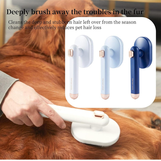 3PCS Self-Cleaning Pet Grooming Brush – Cat & Dog Shedding Brush with Release Button for Short to Long Hair, Anti-Static & Massage Design