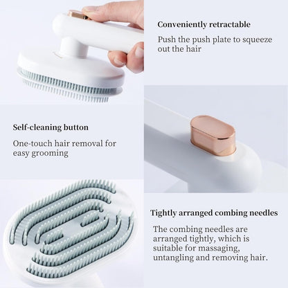 3PCS Self-Cleaning Pet Grooming Brush – Cat & Dog Shedding Brush with Release Button for Short to Long Hair, Anti-Static & Massage Design