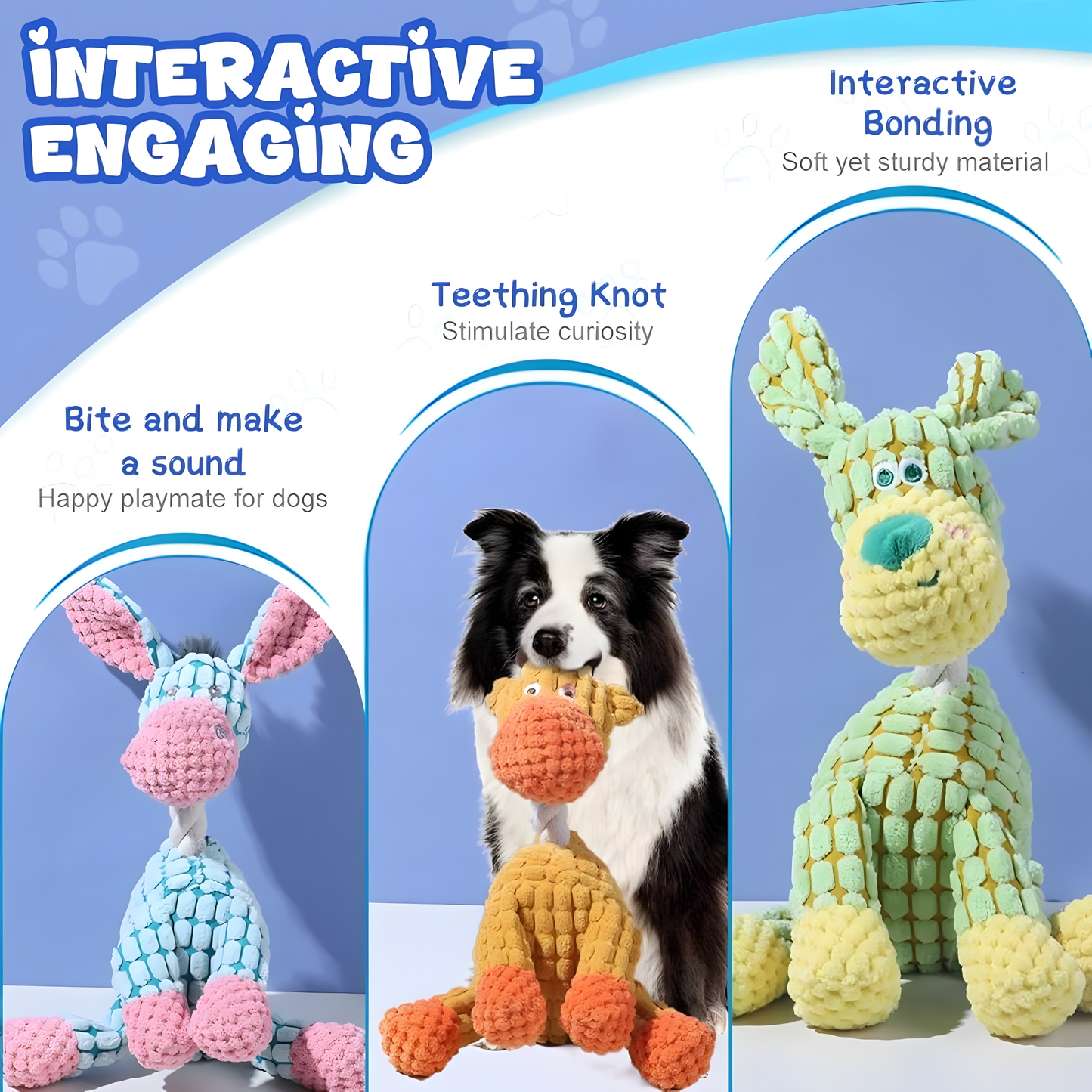2025 Upgrade Indestructible Squeaky Plush Dog Toys for Aggressive Chewers – Crinkle Interactive Teething Toys for Small, Medium & Large Breeds