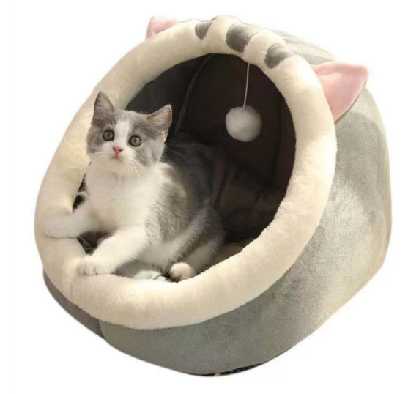 2-in-1 Cute Cat Cave Bed – Indoor Cat Tent with Removable Washable Cushion – Cozy Kitten Hideaway with Non-Slip Bottom