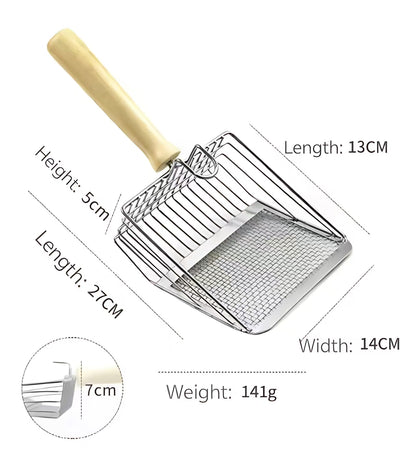 Cat Litter Scoop with Wooden Handle – Large Shovel Face, Fast-Leak Design, Comfortable Grip, High-Capacity Scooping